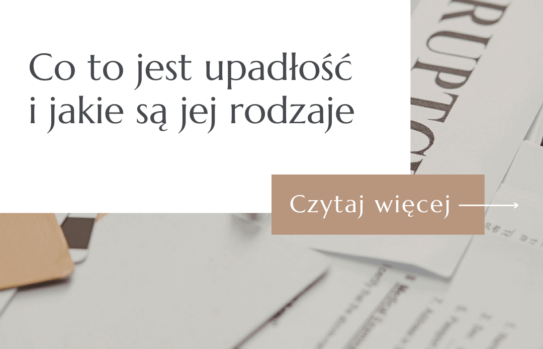 Dokumenty upadłościowe i napis: Co to jest upadłość i jakie są jej rodzaje – grafika blogowa.