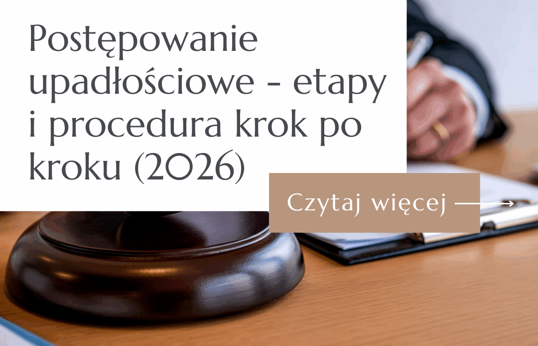 Młotek sędziowski i sędzia podpisujący dokumenty – grafika do artykułu o etapach postępowania upadłościowego w 2026 roku.