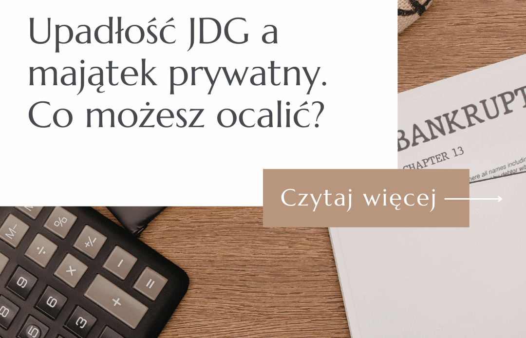 Młotek sędziowski i dokumenty spółki z ograniczoną odpowiedzialnością – grafika przewodnika o upadłości 2026.