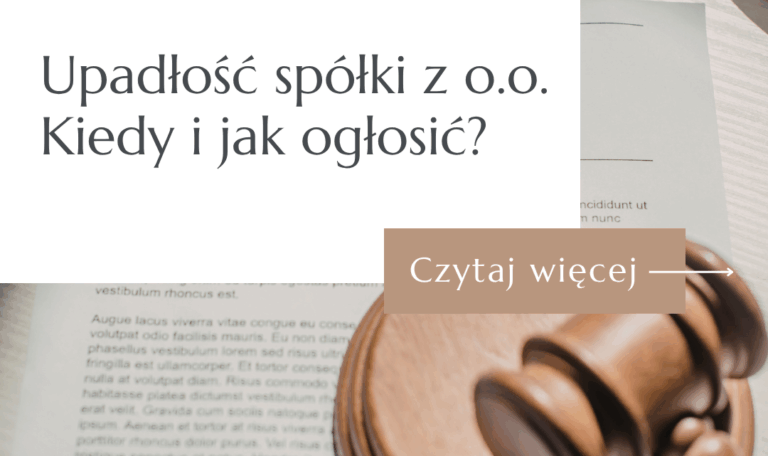 Młotek sędziowski i dokumenty spółki z ograniczoną odpowiedzialnością – grafika przewodnika o upadłości 2026.