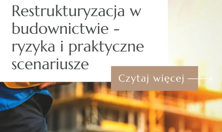 Inżynier budowy w niebieskiej kamizelce na tle powstającej konstrukcji budynku – grafika o restrukturyzacji budownictwa 2026.